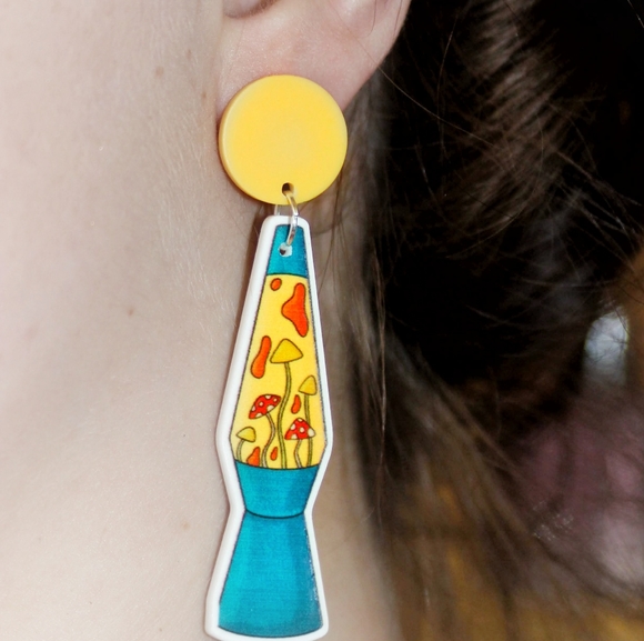 Trippy mushroom lava lamp earrings - Picture 5 of 10